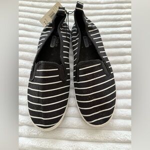 Black and White Striped Women's Sneakers